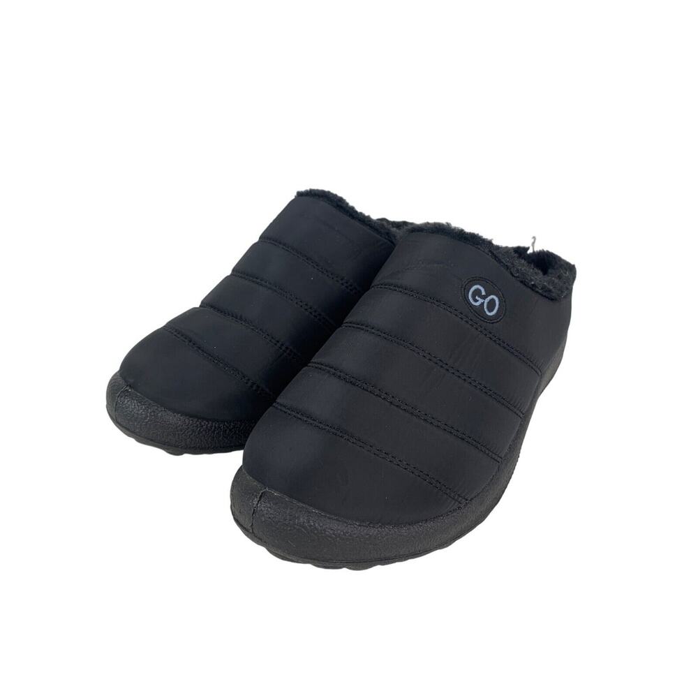 Womens Black Go Slip-On Plush-Lined Indoor/Outdoor Clogs Size 8